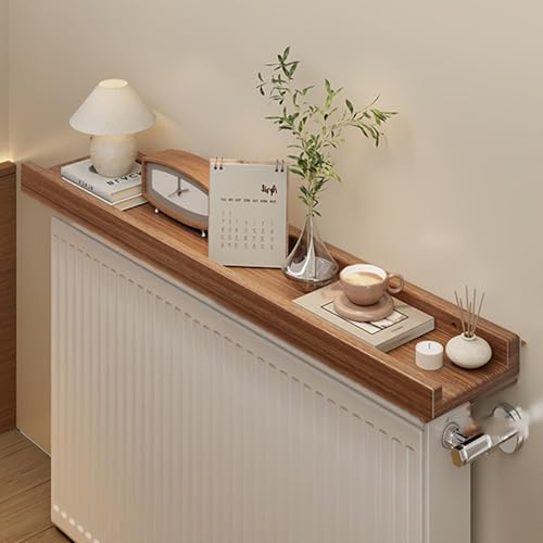 YANGLLYJ Etagere Cache Radiateur, Tablette de Radiateur mit Plaque Épaisse et Support Métallique, Peu Encombrante, Idéale pour Les Salons, Les Chambres et Les Couloirs(Brown,120x15cm/17x6in)
