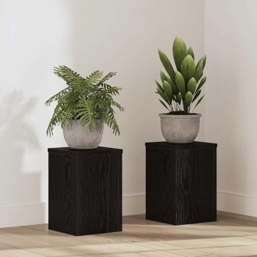 Frdhee Blumenständer,Pflanzenständer 2 pcs Schwarze Eiche 20 x 20 x 30 cm Blumenhocker Stabil und Robust,Pflanzenhocker für Wohnzimmer,Balkon und Büro