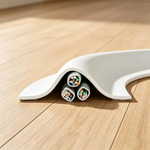 Flexible Cord Hider,Self-Adhesive Cable Management Cord Covers Protector for Wires on Wall Floor Homes Offices Garages,White 3M
