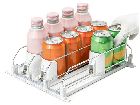 Automatic Can Dispenser for Fridge, Fridge Drinks Organiser, Space Saving Can Storage Organiser for Fridge for Soda Beer 330–500ml (3PCS 31x25x8 cm)
