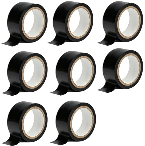 Huamirra Isolierband, Elektriker Klebeband PVC, 8 Stück Selbstklebendes Isolierband, 30mm x 20m Stark Haftendes Elektro, für Verdrahtungsarbeiten, Reparaturen und Abdichtung (Schwarz)