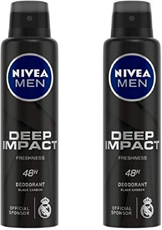 Nivea Männer Deep Impact Frische Deodorant Spray für Männer, 150 ml (2 Stück) Inde