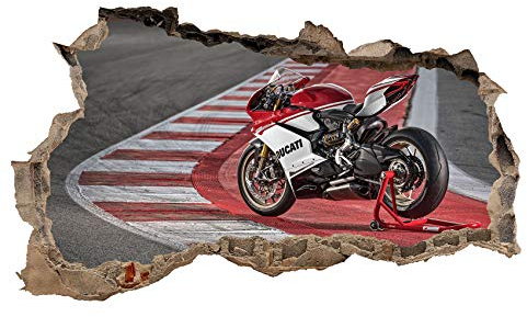 3D Wandtattoo Mauerloch Wandsticker Wandaufkleber Durchbruch Auto Motorrad Kfz selbstklebend H 60 x B 100 Schlafzimmer Wohnzimmer (WL26)
