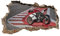 3D Wandtattoo Mauerloch Wandsticker Wandaufkleber Durchbruch Auto Motorrad Kfz selbstklebend H 60 x B 100 Schlafzimmer Wohnzimmer (WL26)