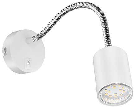 ledscom.de Leselampe WAIKA mit Schwanenhals und Schalter weiß matt, inkl. GU10 LED Lampe (weiß, 2,076W, 206lm, 110°)