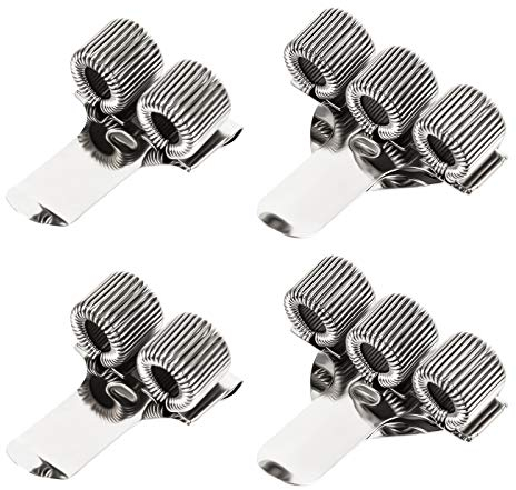 4 Stück Stifthalter Clips Metall Stifthalter Edelstahl Stifthalter Clip Stiftschlaufe mit Taschenclip Mangan Stifthalter Organizer für Kühlschrank Notizbuch Hemd Buch Silber(2 Löcher/3 Löcher)