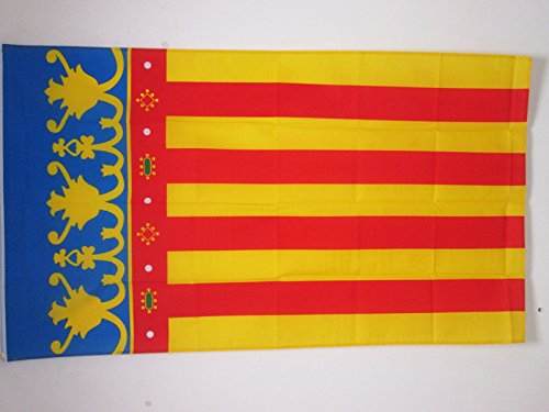 AZ FLAG - Bandera Comunidad Valenciana - 90x60 cm - Bandera Valenciana 100% Poliéster Con Ojales de Metal integrados - 50g - Colores Vivos Y Resistente A La Decoloración