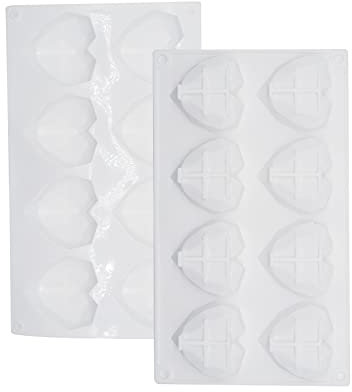 ValueHall 2 piezas Molde de Silicona en Forma de Corazón de Diamante de 8 Mallas 3D Diamante Corazón Forma Silicona Molde para Hornear de Bricolaje Molde de Silicona Reposteria de Corazón V4A09