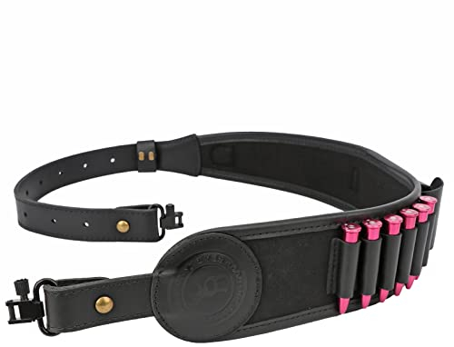 TOURBON Jagdgewehrriemen 6-Schuss-Gewehrpatronengurt mit Rastloch und Wirbel Schwarz