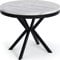 WFL GROUP Table à Manger Extensible Ronde - Table Style Loft avec Pieds en Métal - 100 à 180 cm - Table Carré Style Industriel pour Le Salon - Compacte - Marbre Blanc - 100 cm