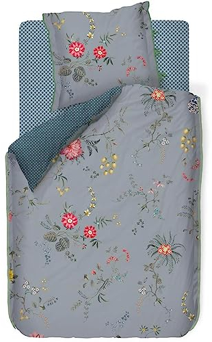 PiP Studio Bettwäsche Fleur Grandeur Blue Blumen Blüten Früchte Geblümt Blau Kachelmuster Wendeoptik Perkal, Größe:135 cm x 200 cm