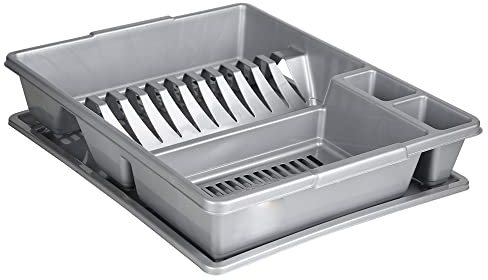 Abtropfgestell Abtropfständer Geschirrablage Abtropfschale Abtropfgitter Abtropfkorb Classic Geschirr Korb 44 x 35cm (Grau)