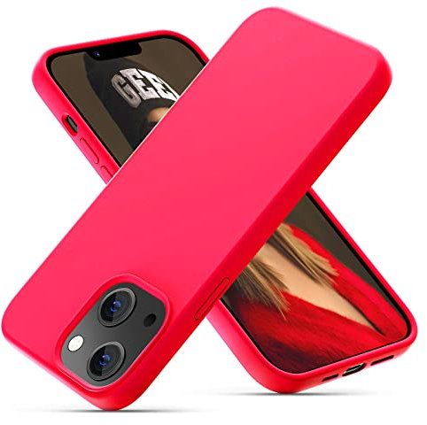 OitiYaa Silicone Case Compatible with iPhone 14 Case 6.1 Inch, Soft Ultra Slim Protective Shockproof Liquid Silicone Phone Case with Anti-Scratch Microfiber Lining, Hot Pink
