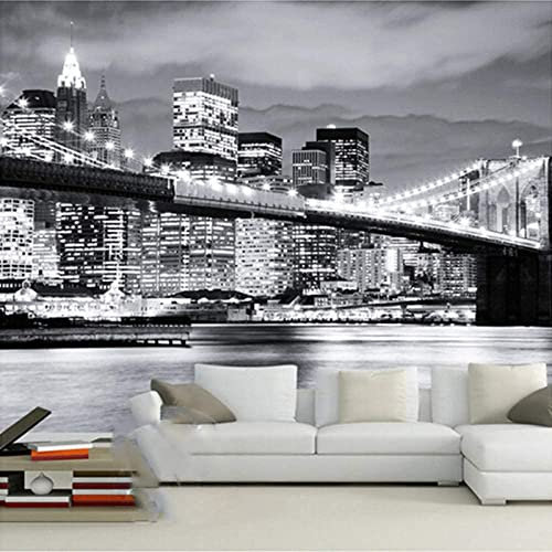 Custom 3D Photo Wallpaper Black And White City Night View Bridge Mural Modern Living Room Sofa Tv Background Wallpapers Home Decor Wall Wallpaper - Interior Decorative Stickers Mur 140 x 70 cm (WxH)