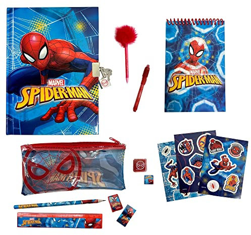 Diario segreto per bambini con accessori Spiderman Marvel diario con lucchetto agenda penne articoli da cancelleria