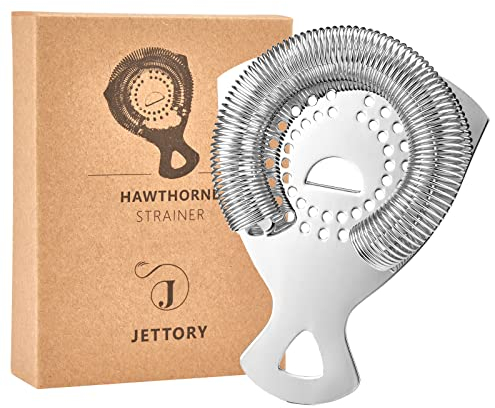 Jettory Colino Hawthorne per Cocktail | Filtro da Bar Professionale in Acciaio Inox con Molla ad Alta Densità | Colino a Specchio per Shaker Boston e Bicchieri da Miscelazione (Argento)