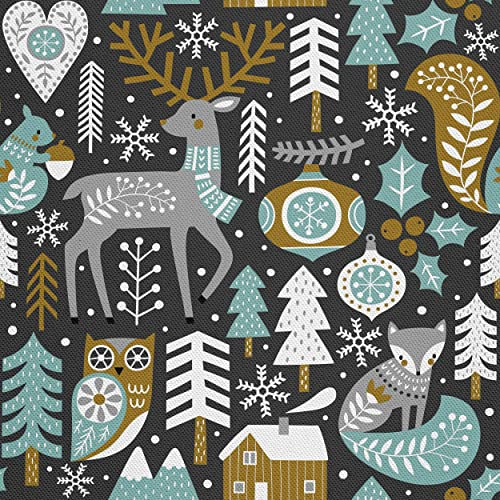 HEKO PANELS Stoff Oxford Wasserdichte Meterware Canvas-Stoff Polyester Stoff Zum Nähen Nähstoffe Möbelstoffe Dekostoffe Handwerken Wasserabweisend Blickdicht Waldtiere Winter 5 Meter 155 x 500 cm