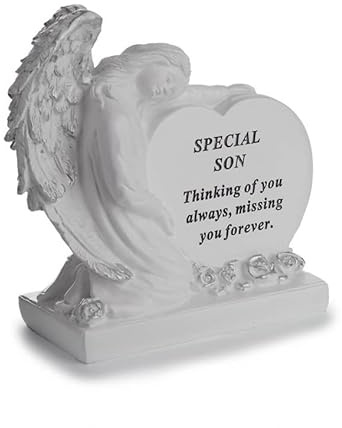 David Fischhoff Sentiment Angel Heart Graveside Remembrance Plaque Ornament - Son