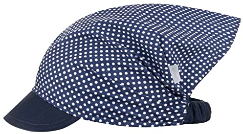 Smarilla Schirmmütze Mädchenmütze Sommermütze Kopftuch Baumwolle Punkte, Farbe: Dunkelblau, Größe: L (50/52)