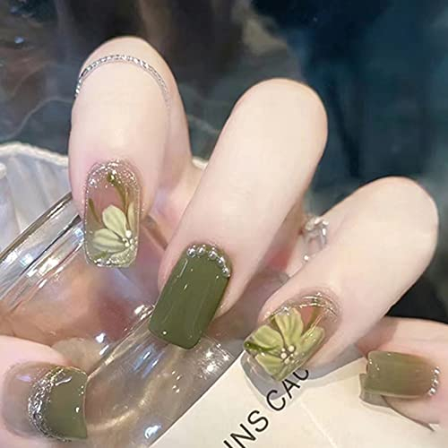 AKOFIC 24Pcs Short False Nails Ballerina, French Acrylic Press on Nails Designs, Full Cover Stick on Nails, Fake Nails with Jelly Glue for Women Girls Nail Art (Leopard Print Pink)