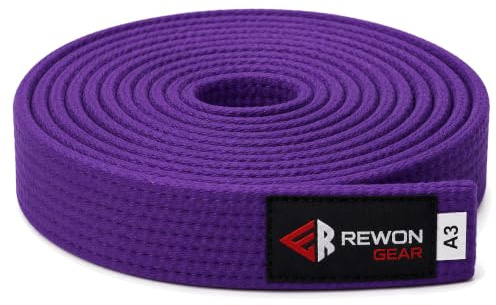 REWON Jiu Jitsu Gürtel – Hautfreundlicher BJJ Karate Gürtel, extra dick, 100% Baumwolle, Taekwondo Budo, Kickboxen, Sportkarate-Gürtel für Erwachsene und Kinder