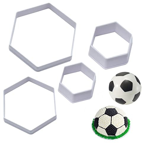 4 Stücke Fussball Ausstechformen Kunststoff Muster Kekse Kuchenform Plätzchenform Fondant Schneider Keksausstecher Lustige Keksform Ausstecher Set Keksschneider tortendeko für Party DIY Kuchen Dessert