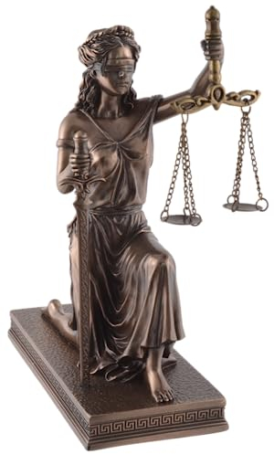 VOGLER Joh. Vogler GmbH Röm.Justitia m. Waage und Gesetz,knieend,aus Kunststein, von Hand bronziert, Veronese