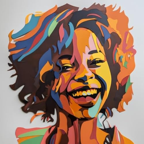 Acryl-Bild 100 x 100 cm: Buntes abstraktes Gemälde des Gesichts einer Frau. Zeitgenössische Kunst. (203696644)