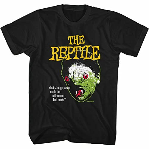 fude Hammer Horror The Reptile Face Adult T Shirt 3XL Black