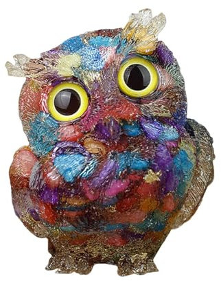 Katolang Estatua de búho de grava de cristal, figura de búho para decoración de oficina, figuras de animales de cristal, figuras de búho talladas, adorno de búho de cristal G