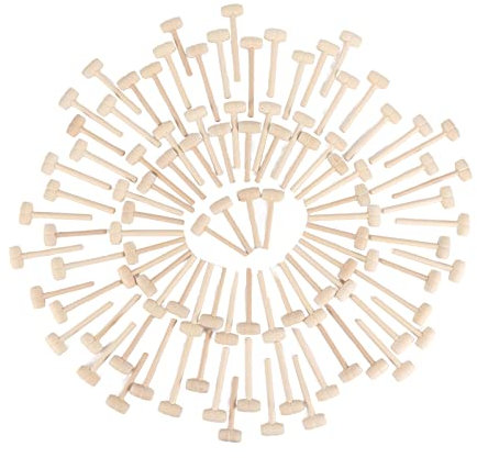 100pcs Mini Wooden Hammers for Chocolate Portable Breakable Heart Hammer Small Wooden Mallets Gift for Kids Boys Girls