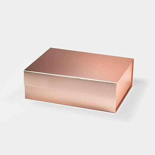 Geoto 11×8.26×3.74 Medium Size Luxury Rigid Foldable Magnetic Closure Collapsible Gift Packaging Boxes(Rose Gold)