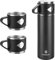 Vacuum Insulated Flask 700ml/23.6oz Stainless Steel Thermo Bottle with Cup for Coffee Water Hot and Cold Drink Flasks.(Black,Set)