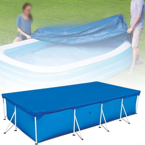 Poolabdeckung, Rahmen-Poolabdeckung, rechteckig, regenfest, Staubschutz für Rahmenpool, Kordelzug-Design (400 x 211 cm)