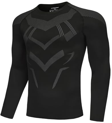 AMZSPORT Kompressionsshirt Herren Langarm Atmungsaktives Sportshirt Funktionsshirt Schnelltrocknend Laufshirt