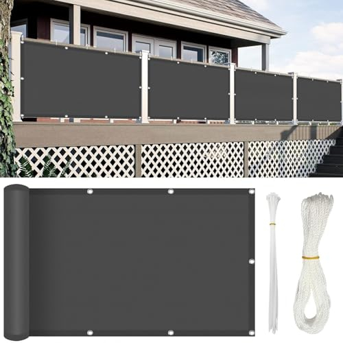 Schattiernetz mit Ösen 90 x 160 cm Wasserdicht Markisenstoffe Meterware Premium Polyester, Segeltuch mit Ösen Schattenspender Garten Balkon Terrasse, Dunkelgrau