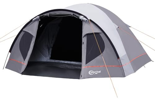 PORTAL Blackout Zelt 3-4 Perosonen mit Vorzelt Camping Kuppelzelt 4000mm wasserdicht Familienzelt Festivalzelt Outdoor für Camping Reise Grau