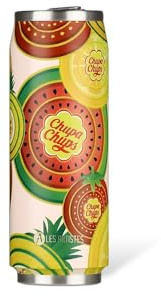 LES ARTISTES Paris A-4352, Thermodose, 500 ml, BPA-freie Isolierflasche, Wiederverwendbar, Klappdeckel mit Strohhalm, Edelstahl, Design Chupa Fruit