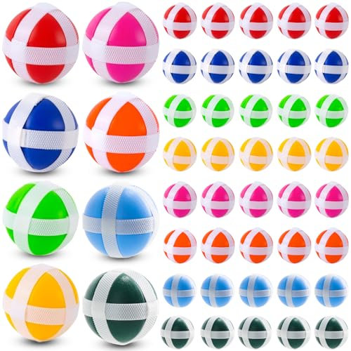 Prmape 40 Stück Klettball Ersatzbälle, 3.4cm Dartscheibe Kinder KlettbäLle, 8 Farben Klebrige BäLle Wurf für Drinnen Draußen Kinder Erwachsene Party Klett Klettspiel