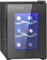 HOMCOM Mini Table Top Wine Fridge, 6 Bottle, 17L, 8-18℃, 26.5cm Quiet Under Counter Wine Cooler Fridge with Glass Door, LED Light, Digital Touch Screen, Temperature Control