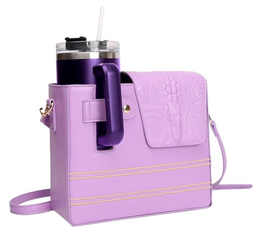 Water Cup Storage Bag, Purse with Drink Holder, Portable Water Bottle Carry Bag, Stylish Sports Water Bottle Holder, Outdoor Storage Bag with Adjustable Shoulder Strap, purple, Siehe Beschreibung