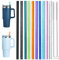 10 Pack Glitter Straws, 12 Inch Long Reusable Plastic Clear Straws with 2 Straw Cleaning Brush, Reusable Multicolour Straws for Cup Accessories Half Gallon Jug