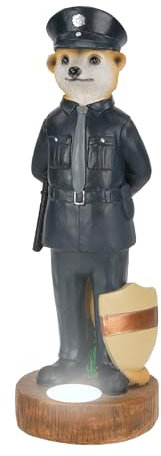 Bonetti Solar Erdmännchen für Außen | Gartenfigur mit LED Licht und Solar-Technik, aus Polyresin in Stein-Optik, kabellos, automatische Einschaltung (Polizist)