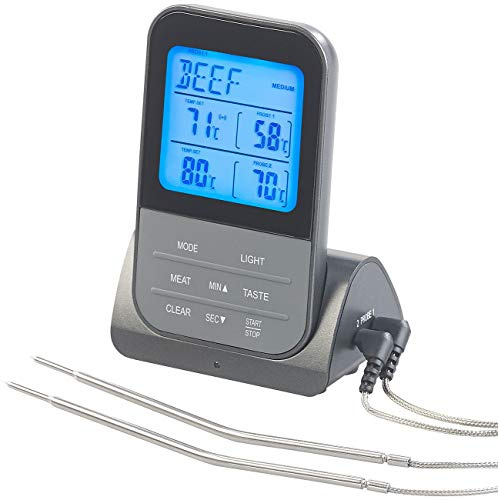 Rosenstein & Söhne Funkbratenthermometer: Funk-Braten- & Ofenthermometer mit 2 Fühlern, Versandrückläufer (Digitales Bratenthermometer, Grill Funkthermometer, BBQ)