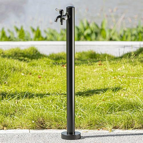 RTTZBOZ Colonna d'Acqua da Giardino Cilindrica in Acciaio Inox per Esterni, Antigelo Fontanella a Colonna Moderna con Rubinetto a Doppia Uscita, per Irrigazione e Lavaggio(95cm/37in)