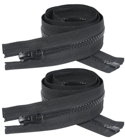 JRYXDS 2 Pezzi 70 Cm Cerniera Plastica Autobloccante Tiretto Decorativo In Metallo Per Jacket Cucire Cappotti Giacca (Nero)