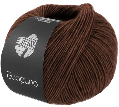 LANA GROSSA Ecopuno | Edle Netzgarnstruktur aus Baumwolle gefüllt mit Merino/Alpaka | Handstrickgarn aus 17% Schurwolle & 11% Alpaka Wolle | 50g Wolle zum Stricken & Häkeln | 215m Garn FB 224