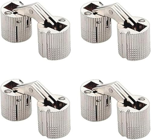 4 Stück mini Messing Versteckte Barrel Scharnier Möbelscharniere 180°Öffnungswinkel (8mm,Silber)
