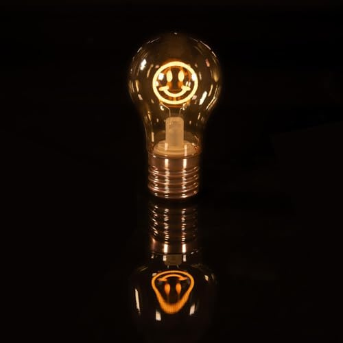 BHMAOYN Schnurlose Glühbirne | USB Batteriebetriebene Glühbirne | LED Edison Lampe für Schlafzimmer | (Emoji -Smile Face)
