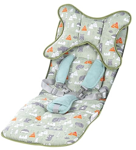 Universelle Kinderwagenkissen mit Nackenstützkissen, Sitzauflage Kinderwagen Buggy Baby Sitzauflage Weiche Kinderwageneinlage, Bollerwagenmatte kompatibel mit den Meisten (Green, 78x35cm)